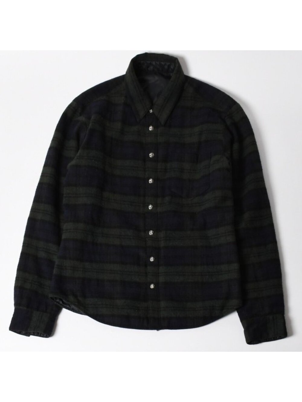 Chrome Hearts Reversible Jacket Shirt Padded Cross Ball Button Green Navy